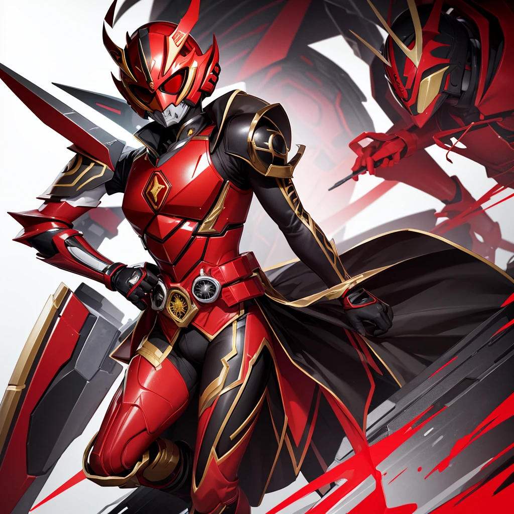 KamenRider Saber color is red and white,leg has color black and gold.