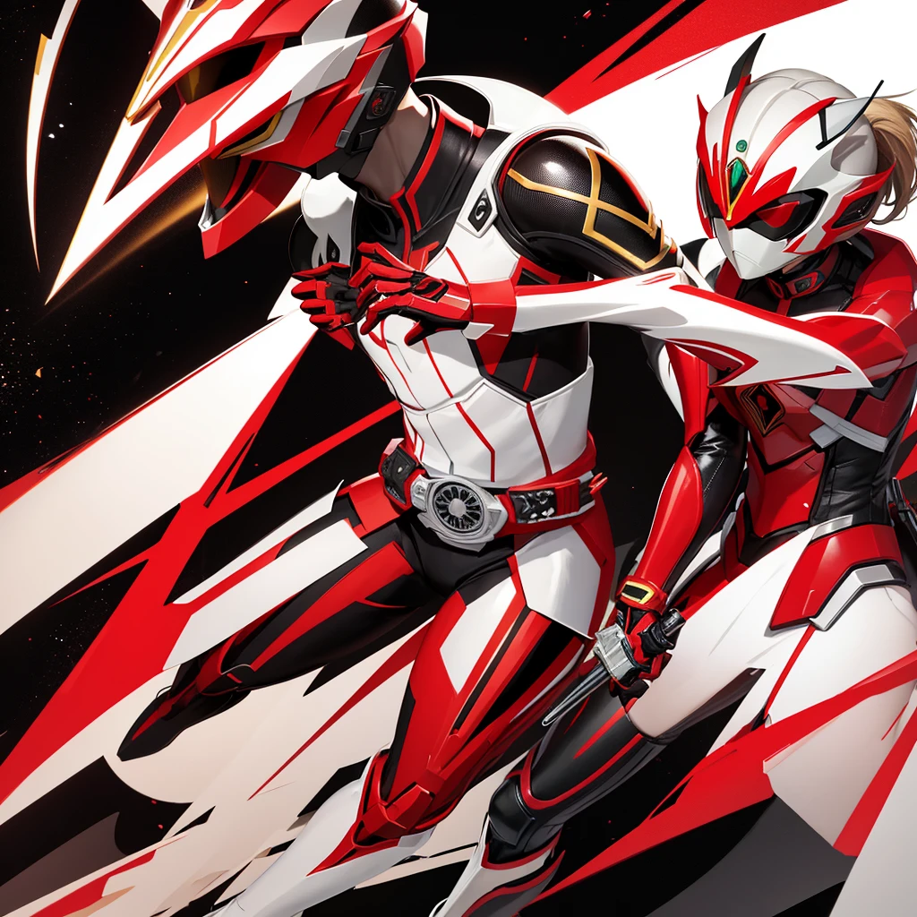 KamenRider Saber color is red and white,leg has color black and gold.