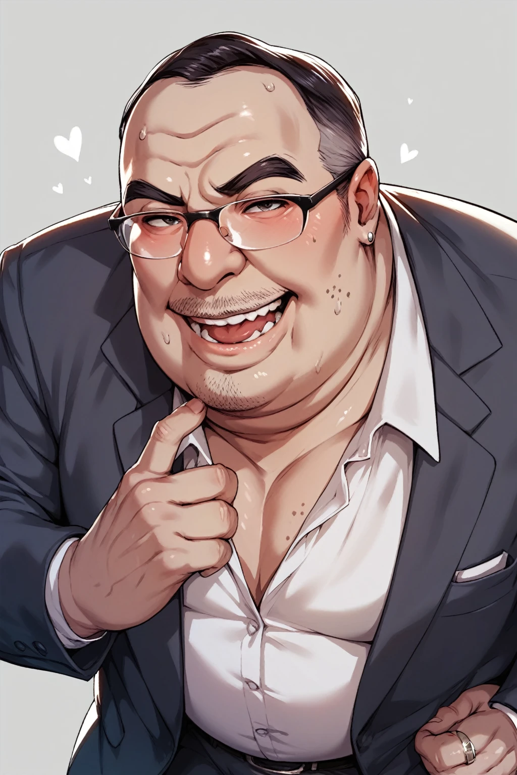 ugly fat old man office boss,fat,big , business suit