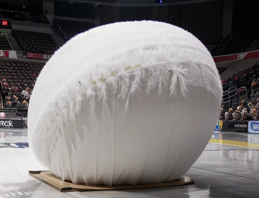 The general has a large voluminous white arena he has a general's hat on his head he wears a modern uniform he gestures with his hands to the spectators he is plump and chubby extremely thick thighs large belly fat age 65, dentro de uma nave.