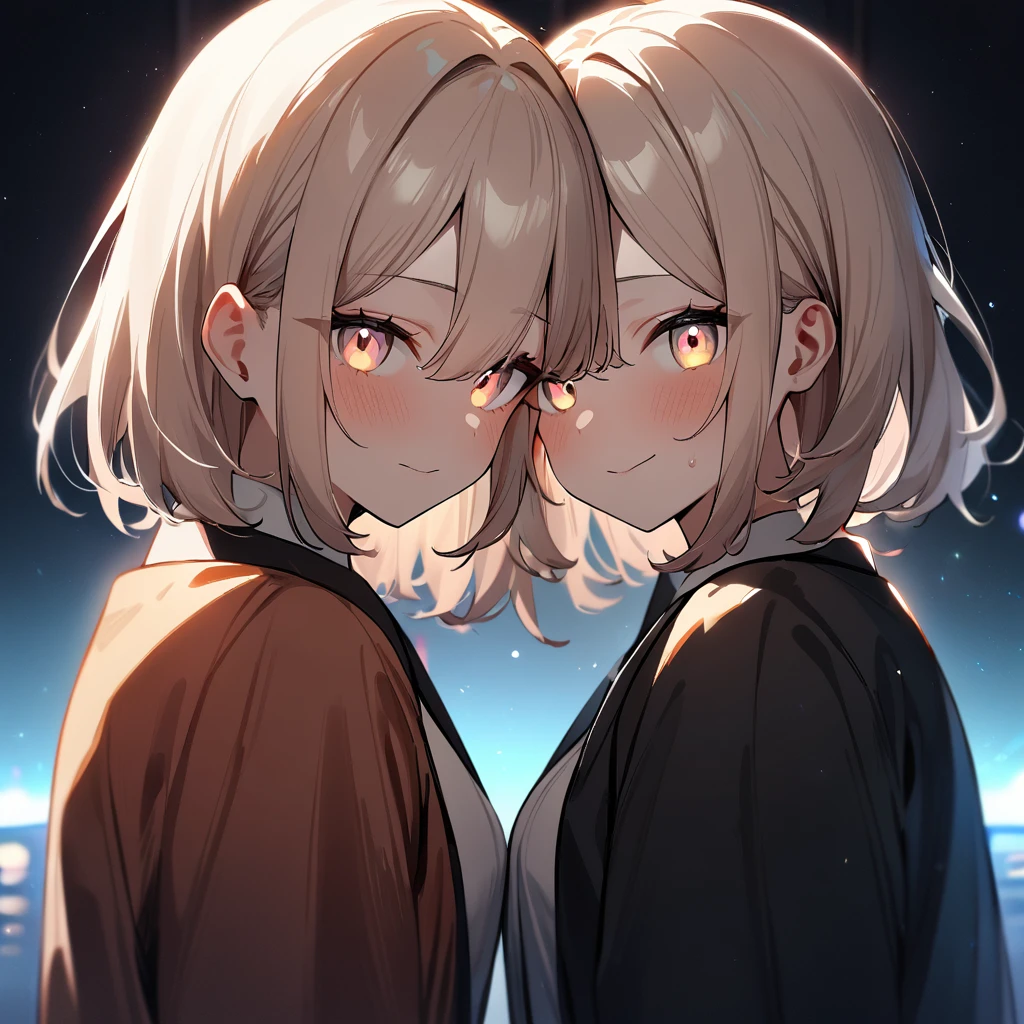 2girls,light hair,Hazy eyes,pov,best quality, very aesthetic, absurdres, absurdres,face,line up,afterglow