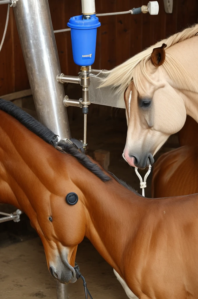 Create a high-quality, detailed image with a cinematic style that represents a human hand with a syringe, giving an injection to a horse. The scene must be dramatic and realistic, capturing the tension of the moment, o contraste entre a pele humana e a pelagem do cavalo, and the importance of the medical act.