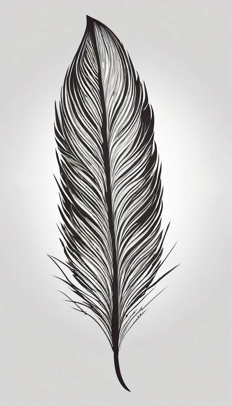 Create a logo design of a special, unique, poetic, minimalistic feather that represents a special creative brand called " Penamemoria". The brand is created by an artist called Rafael Figueiras. The logo must convey the sense of storytelling and music. Must include a boy, one acoustic guitar, a feather and a fantastic bird. Logo design and icon design present and impressed on a white t-shirt.