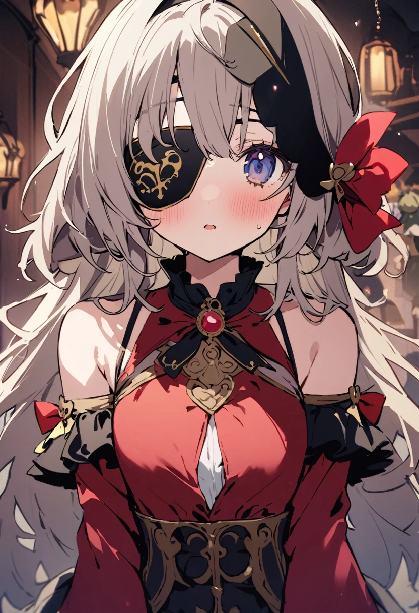 masterpiece, Highest quality, Illustration of the novel, High resolution, 18+ Adult content, Sensual, Intimate, Emotional, Passionate, romantic, sweet, Adorable, Innocent, Pure, Charmな, Charmな, Charm, mysterious, Charmな, Charmな, Immersive, Charmな, dream-like, Surreal, Imaginative, Whimsical, Artistic, Avant-garde, timeless, elegant, Sophisticated, chic, Sophisticated, personality, original, Charmな,((Loli Pirate:1.3)),((Eye patch:1.3))、((Upper Body:1.3))