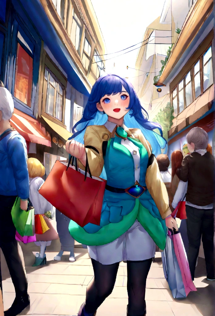 Um arquiteto de sonhos futurista, mas realista, inspired by Pixar animation, de perto. The character takes center stage with captivating facial expressions for over spender. The character is holding lots of shopping bags