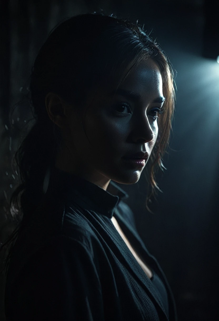 Photo, lo-key, dark, a woman in the dark Cinematic lighting