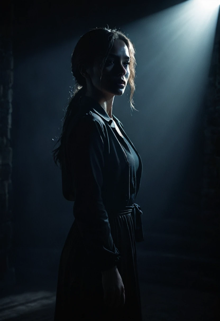 Photo, lo-key, dark, a woman in the dark Cinematic lighting