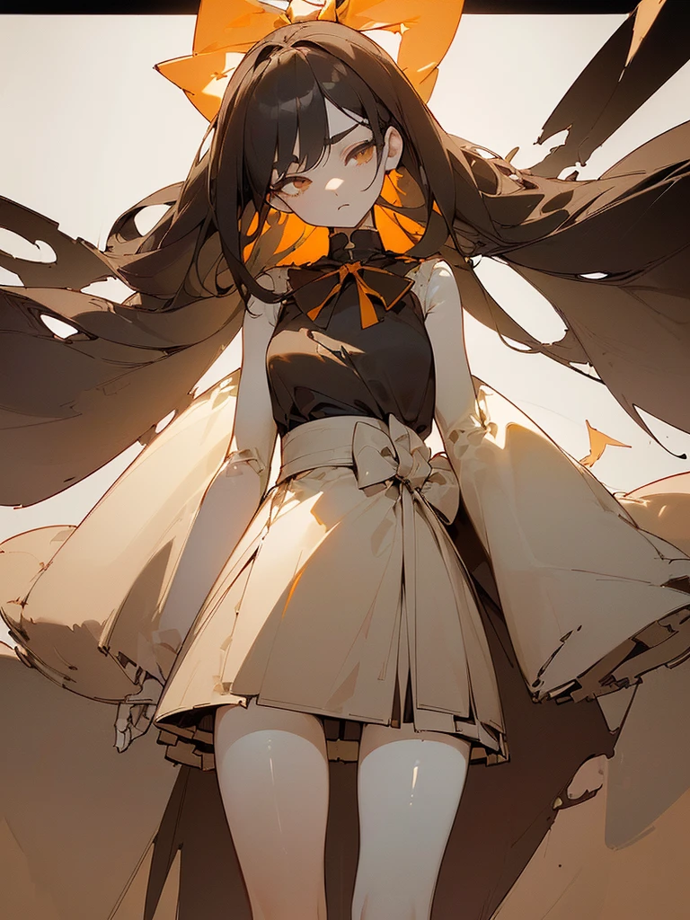 ((((High contrast))) 1man serious, standing, (((segmented body)), [mechanical body], (segmented waist), (doll waist), (black hair, dark black hair over eye:1), long hair cut, pale skin, ((brown eyes)), ((glowing_eyes)), (((ultra detailed eyes:0.7, beautiful and detailed face, detailed eyes:0.9))), ((centered)), (wide shot), facing viewer, (((outdoors, darkness, falling leaves:0.9))), medium build, looking at viewer, ((half closed eyes)), ((perfect hands)), (((head:1, arms, hips in view, elbows, thighs, in view))), ((hands at sides)), determined eyes, beautiful lighting, outside, outdoors, background, ((defined subject)), 25 years old, (head tilt), (((cool))), ((lively)), (((high contrast)))