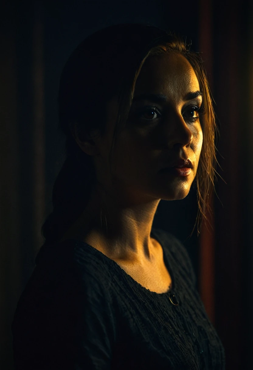 Photo, lo-key, dark, a woman in the dark Cinematic lighting
