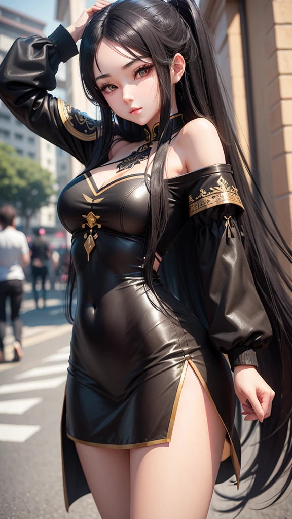 A beautiful girl,with long black hair, belongs to Chinese 3d anime girl