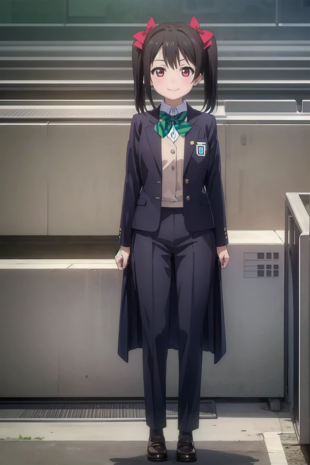 (((Pixel perfect, Perfect details))), alone, 1 girl, Jinko Yazai, Uniforms, looking at the audience, Smile