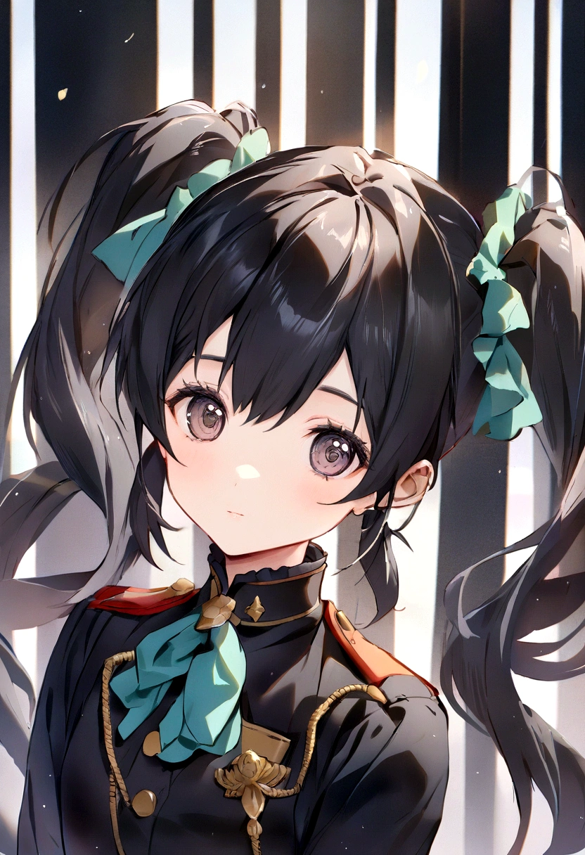 Uniform 15 years old girl black hair long twin tails