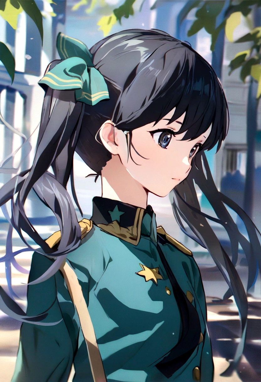 Uniform  girl black hair long twin tails