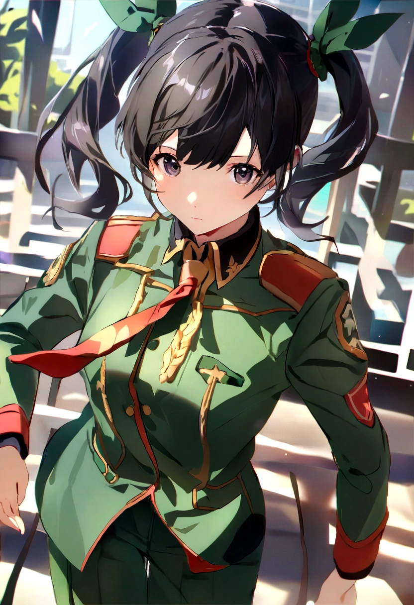 Uniform  girl black hair long twin tails