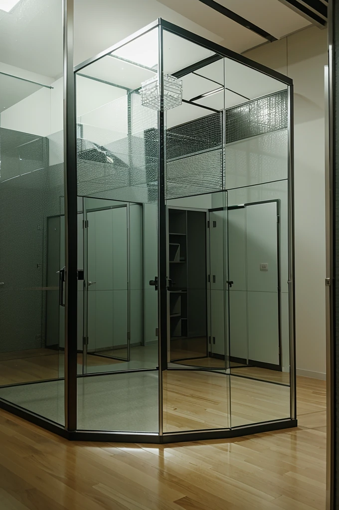 The very bigger cube cage as bigger room  made froom full of glass