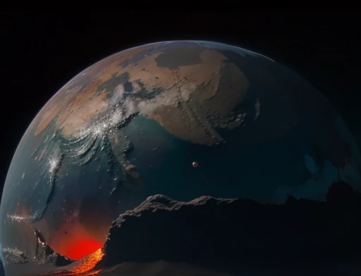 The color of the planet is gray with red, fotografia do universo
