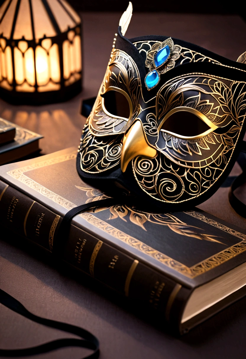 a book with a bookmark and a cotton blindfold, gorgeous detailed cotton blindfold, intricate and textile, intricate artwork, neon eyes, blindfold, fantastic detailed eyes, masquerade mask, exquisitely detailed orixa, owl-face blindfold