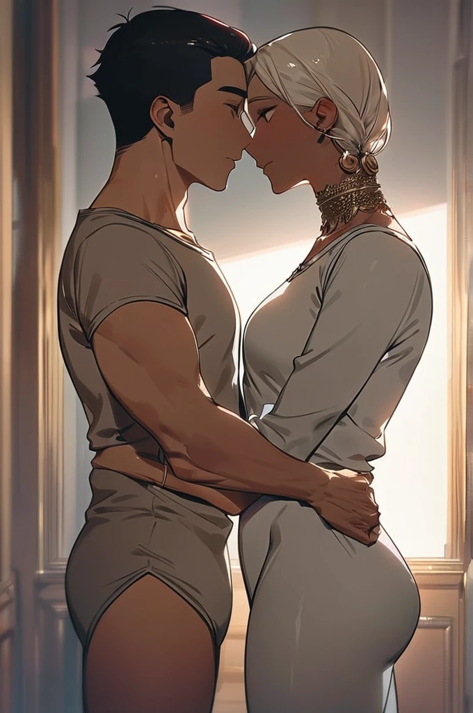 ((Best quality)), ((masterpiece)), (detailed), The bodies of gay guys touch each other in full height