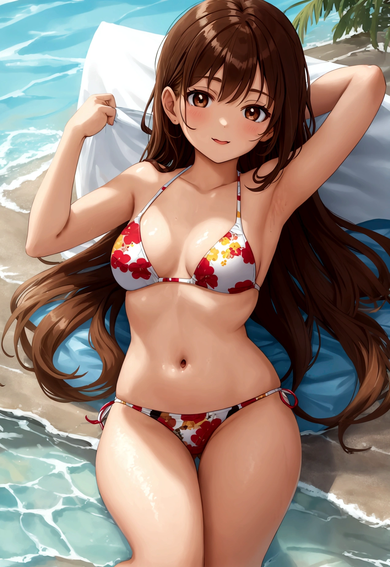 Brown hair, swimsuit, 18 years old, girl, brown eyes, long hair