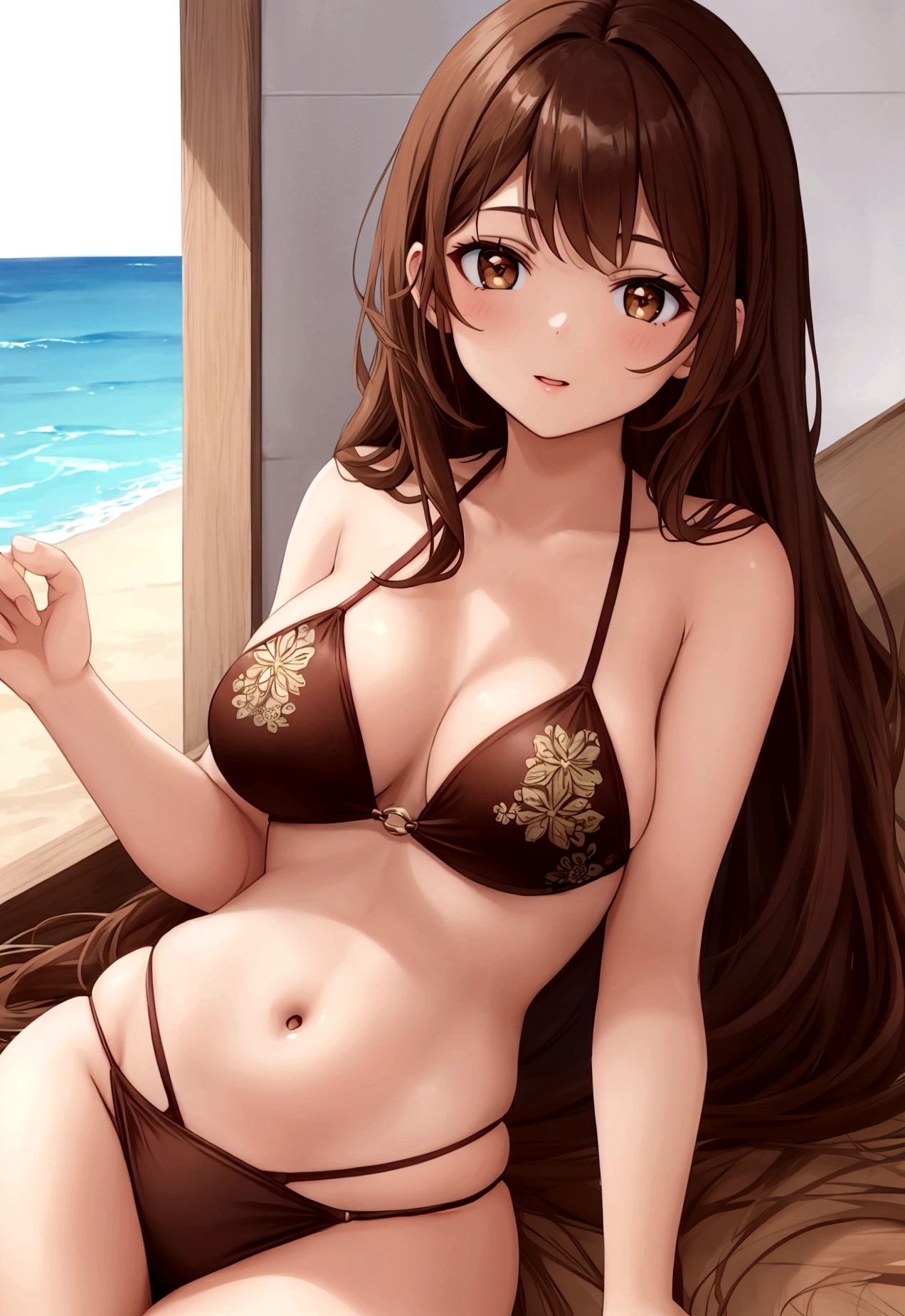 Brown hair, swimsuit, 18 years old, girl, brown eyes, long hair