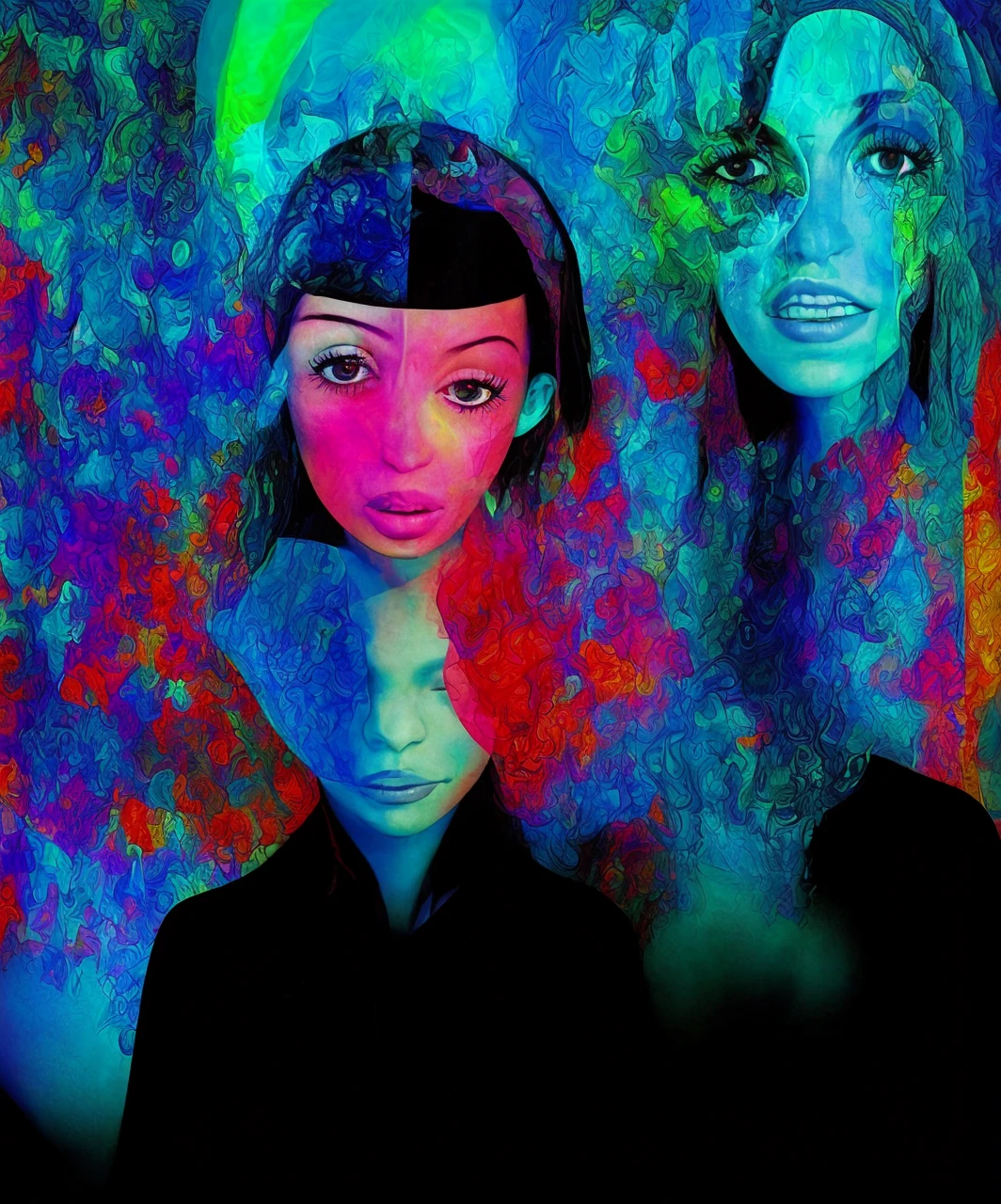 Haz esa imagen lo mas psicodelica posible y hazla una portada para un album musical de lounge de los 60s, puedes distorsionar de forma psicodelica la imagen