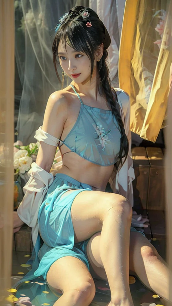 （8K，Vista full body photo），（closeup portrait of two women,sitting together,Detailed Face, front view, Look at the camera,duo,stroking,leering:1.4,20yr old,delicate face,detailed face，Redlip，Fair smooth skin，（Classic Hmong costume：1.atin fabric with flowers，The cuffs are multi-colored horizontal strips，Cardigans，Short waist long version），Silver products，Silver necklace，silver hair clip，hair-bun），（pleatedskirt，（Hmong embroidery、batik）），earNipple Rings，bangle，Tall and tall，Posture of conversation，perfect hand，Ultra-fine clothing material），（Traditional Xijiang Miao village，Festive night background in cottage，Exquisite environmental details），（exhilarated，confident smile，Rejoice），（profesional lighting，dynamic lighting），（（The colors are more balanced，（black in color，blue colors，red colour））），（Golden section，Cinema lenses，Hasselblad photograp，tmasterpiece：1.3），（Miaozhai idol，Focus on the field，trendsetting，Folklore artist，Art platform）
