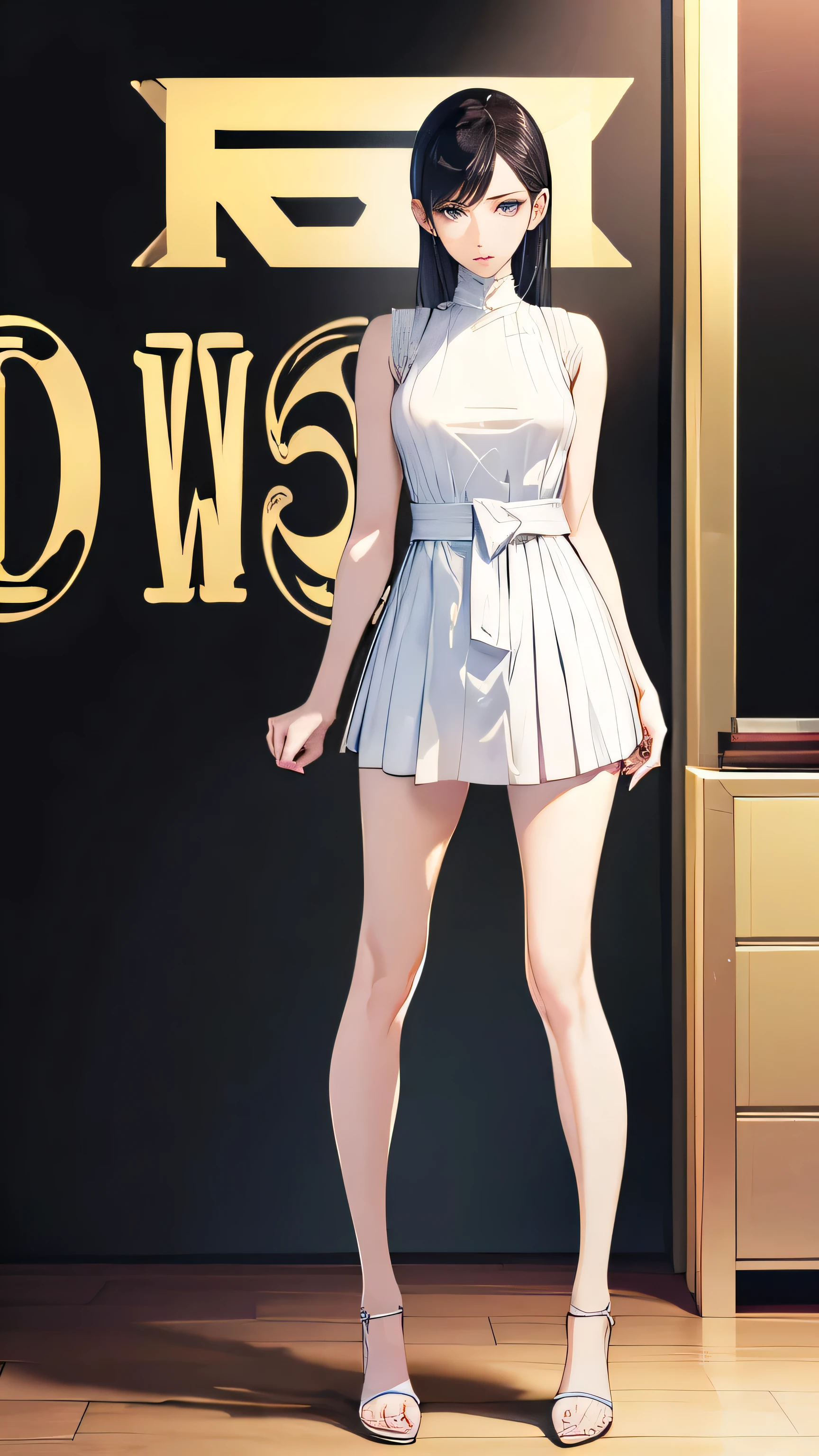 (Tshirt:1.4)、Black Hair、((Arms are lowered:1.4))、Stylish clotheanga:1.4)(Woman in her 40s:1.5),(full body:1.4),(Stylish clothes)、(solo),highest quality、8K、masterpiece、ultra high resolution、clear pictures、realistic pictures、Photoreal、professional lighting、National beautiful girl、round face、super slender、delicate body、thin waist、