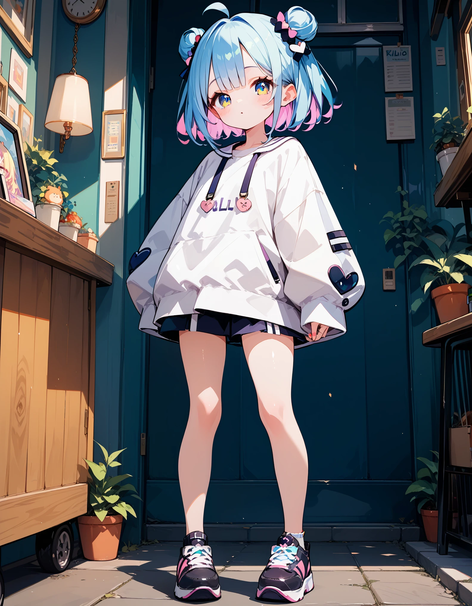 score_9,score_8_up,score_7_up,score_6_up,score_5_up, ,, highres,8k,official art, pale skin, shiny skin, full body, multiple views,,cute,kawaii, virtual youtuber,