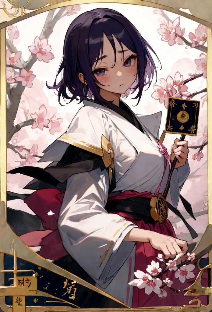 Magic Card Girl Sakura,Ink Painting,masterpiece,Perfect composition,Tarot,girl,Perfect face