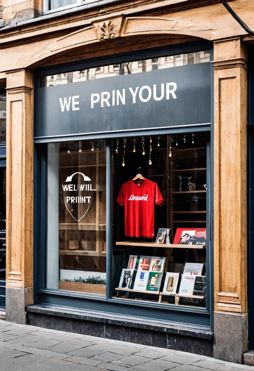 photo of a shop window with the inscription (we will print your ad)