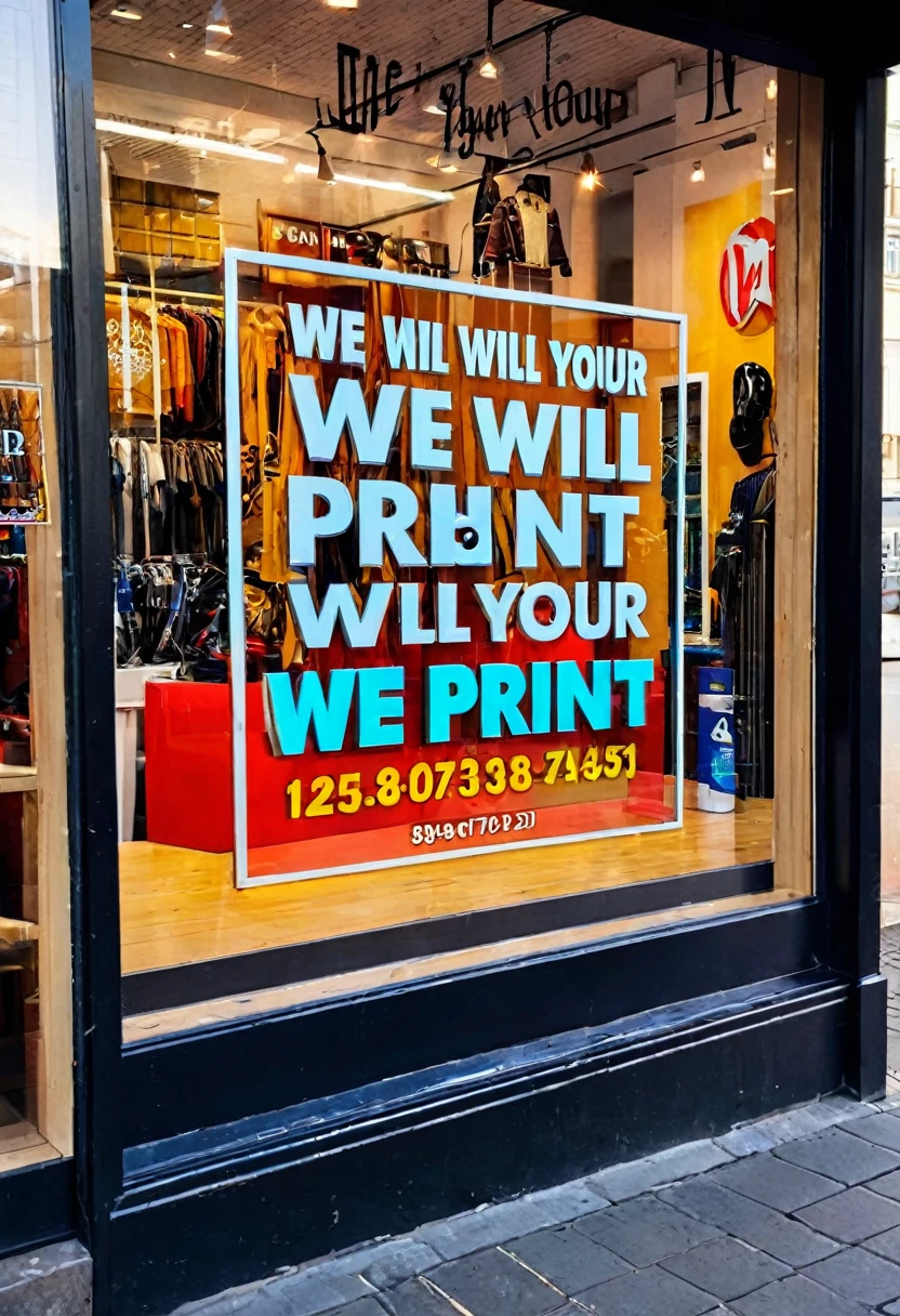 photo of a shop window with the inscription (we will print your ad)