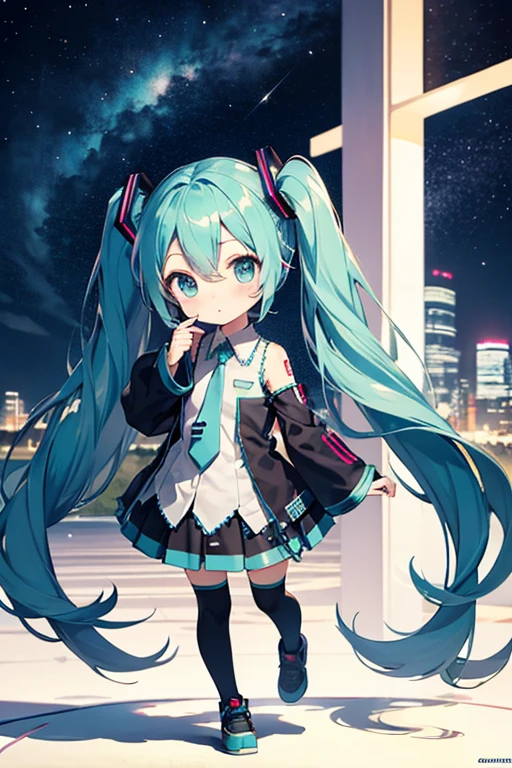 Hatsune Miku, masterpiece, Highest quality, (chibi), full body, (masterpiece), highest quality