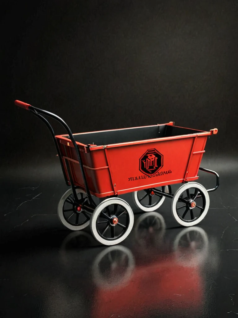 Logo, hand cart, red and black