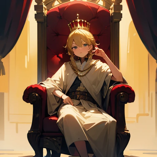 King sitting on the throne, Blonde, Red