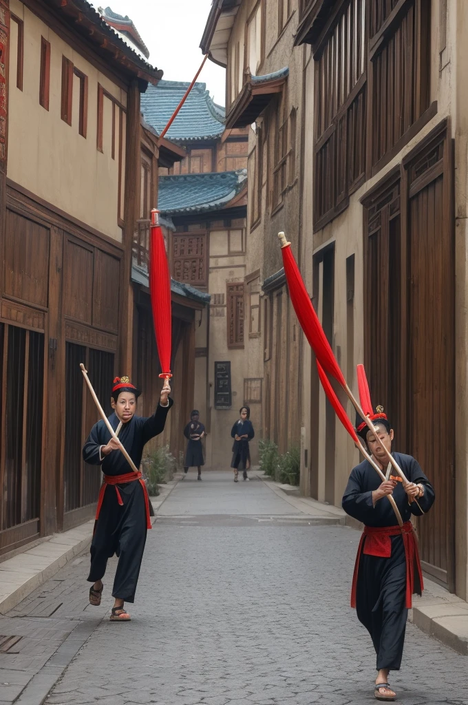 Chinese Ming Dynasty Street Jugglers,Dressed very simply