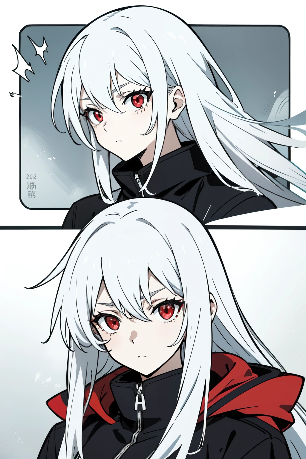 - **Gender**: Female
- **Hair Color**: White-silver long hair
- **Eye Color**: Red
- **Skin Tone**: Pale
- **Facial Expression**: Cold and emotionless look
- **Character Inspiration**: Based on an anime character from Jujutsu Kaisen
RED EYES

just one person on the picture