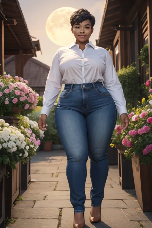(masterpiece), best quality, expressive eyes, perfect face,young man having long legs thick thighs large hips thin and narrow weist wearing, jeans, formal shirt, moon night garden flowers, very small ?????? boyish haircut, boy , boy, wide hips, very wide hips, muscular body, , tugged in, very very wide hips, huge large penis_bulge, smile, big large, very wide hips, very very wide hips, boy, full body, wide very wide hips