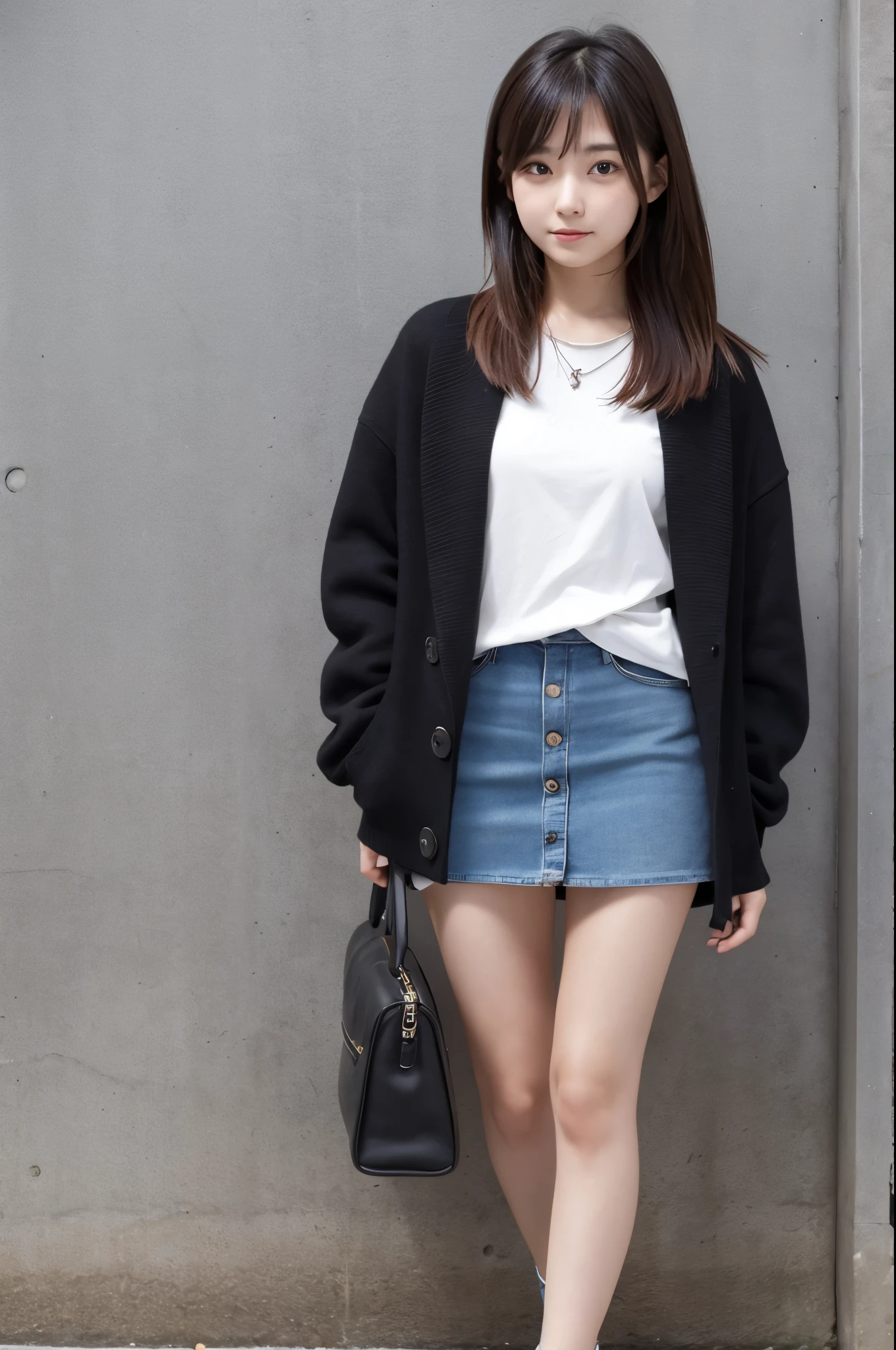 A 20-year-old girl wearing a miniskirt、I'm in a park where hydrangeas are blooming.。