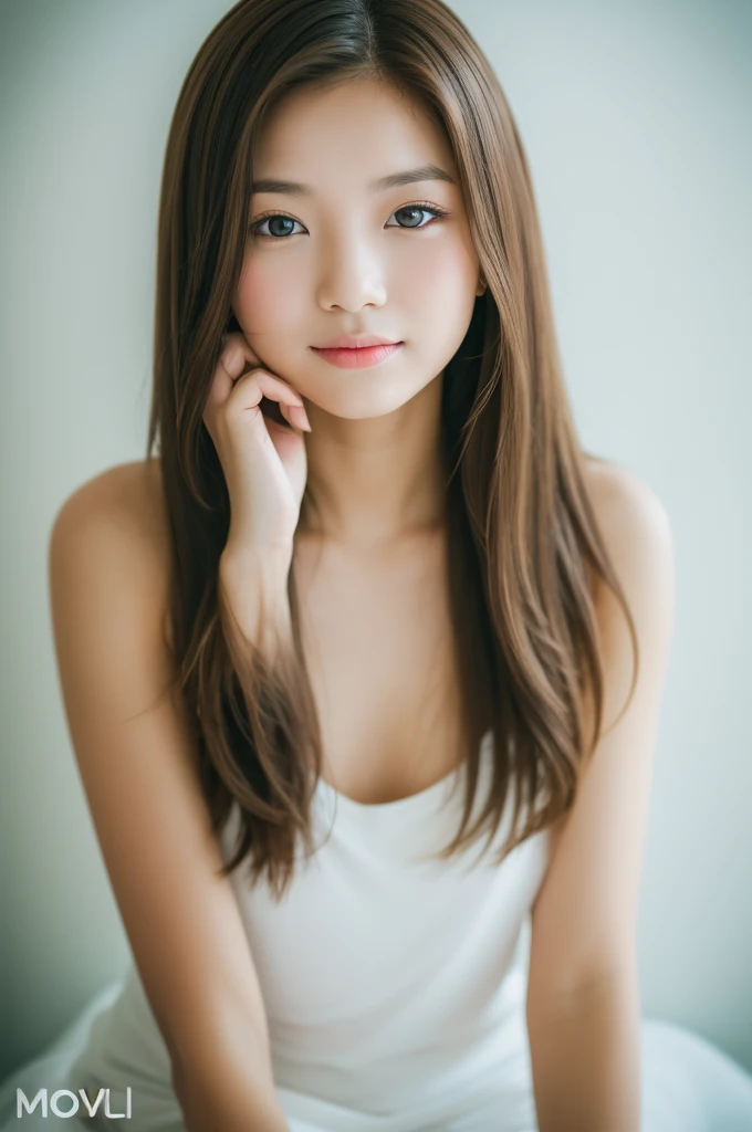 
Photo of a young woman in a very bright white room. Shot with a Canon camera, 50 mm F 1.8 lens.