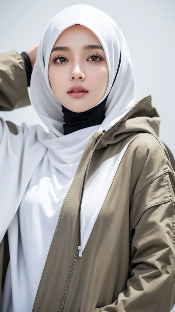 cinematic shot, centered, cinematography, intricately detailed, crafted, meticulous, magnificent, maximum details, extremely hyper aesthetic, realistic, malaysian girl (((1girl, solo))), 18age, hijab, (((center))),