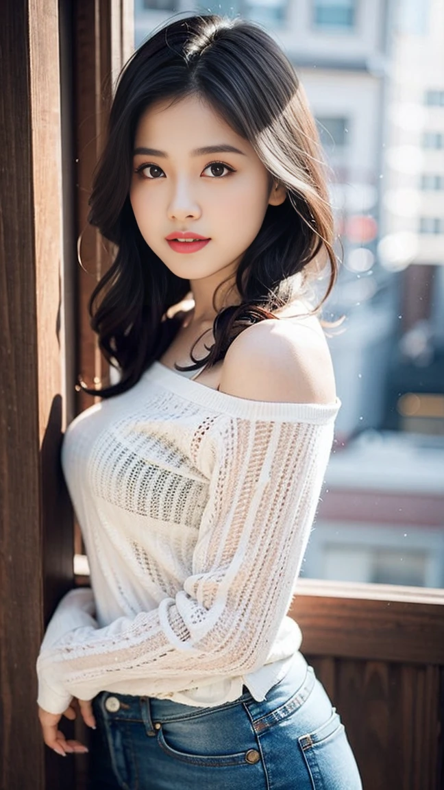 best quality, masterpiece, beautiful and aesthetic, 16K, (HDR:1.4), high contrast, bokeh:1.2, lens flare, (vibrant color:1.4), (muted colors, dim colors, soothing tones:0), cinematic lighting, ambient lighting, sidelighting, Exquisite details and textures, cinematic shot, Warm tone, (Bright and intense:1.2), wide shot, by playai, ultra realistic illustration, siena natural ratio, anime style, a picture from a high angle, a view from above, long Straight black hair with blunt bangs, (a charming smile:1), Gray bracelet, a oversized off-shoulder pink an oversized T-shirt, jeans, playing Gibson bass guitar, a sexy instagram Hot Swiss model, with a tattoo, oversized clevage,  Broken Glass effect, no background, stunning, something that even doesn't exist, mythical being, energy, molecular, textures, iridescent and luminescent scales, breathtaking beauty, pure perfection, divine presence, unforgettable, impressive, breathtaking beauty, Volumetric light, auras, rays, vivid colors reflects.
