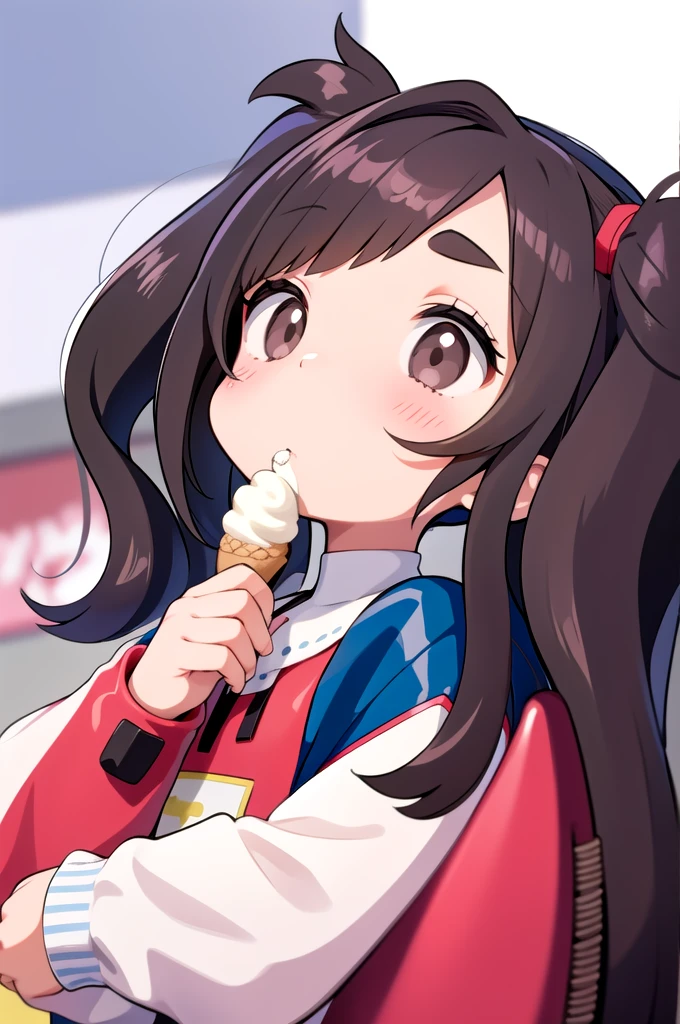 very close up, eyes open, pov, looking at viewer, foodtease, girl asian, xianghua, short hair, hair brown, eyes brown, beautiful eyes, beautiful young Girl sucking really hard on a (light blue popsicle) deep into her closed mouth with her lips wrapped around the popsicle, holding a popsicle, sexually suggestive, satin dress blue tight, sleeves, ribbons, headband, public indecency, medium breasts, sunny day in a crowded public park, UHD 8k focus stacking  