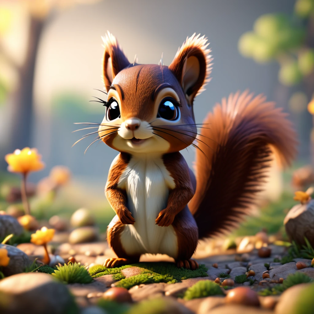 Squirrel chibi 2.5D, octane render, unreal engine