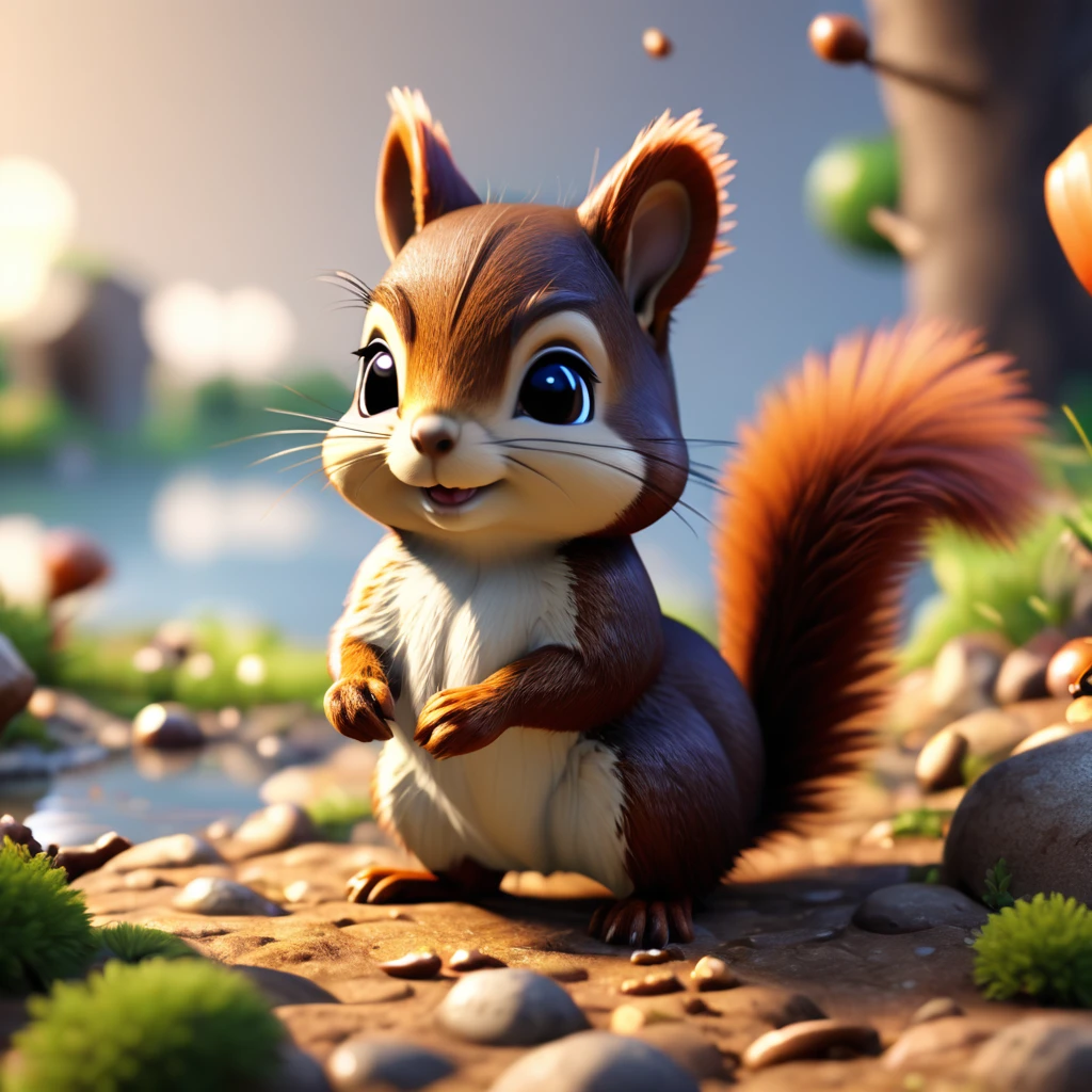 Squirrel chibi 2.5D, octane render, unreal engine