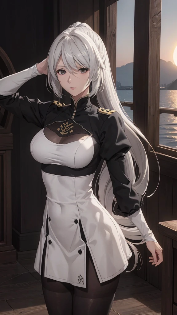 (very detailed CG Unity 8k 벽지), (masterpiece), (best quality), (very detailed), (best illustration), (best shadow), (absurd), 2b, 1 woman, long hair, long ponytail, regular size , gray hair, blindfolded solo, threaten women, admiral uniform, night, Hero Pose, white clothes, regular clothes, military uniform, sunlight, sunlight에 노출,commander, ...headlands, go for it, ((beautiful fantasy girl)), (master part: 1.2), best quality, high resolution, realistic, photogenic, unity 8k wallpaper, perfect lighting, (perfect arms, complete anatomy) beautiful face, intricate details, realistic details, animated movie, The Perfect Girl, perfect details, Ultra HD |, 8K, professional photos(very detailed CG Unity 8k 벽지), (masterpiece), (best quality), (very detailed), (best illustration), (best shadow), (absurd), 2b, 1 woman, long hair, long ponytail, regular size , gray hair, blindfolded solo, threaten women, admiral uniform, night, Hero Pose, white clothes, regular clothes, military uniform, sunlight, sunlight에 노출, commander, black clothes, sunlit, sunset background