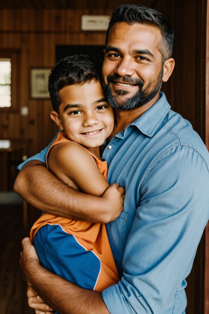 National guandia dad hugging his son