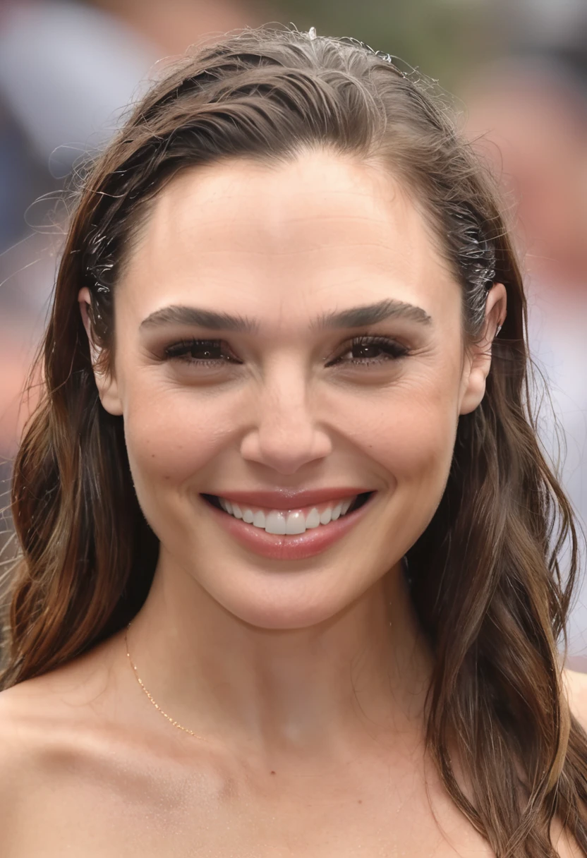 high quality Erotic shot , ( GalGadot, elixolsen , photorealistic , marvel ) celebrity erotic photograph , (sensual face, detailed face skin, extremely erotic :1.5 nude, oily skin, smile, shiny face) extremely long hair , erotic photoshoot , fit muscular figure , exhausted look, rainy, wet, shiny sweaty skin, seductive expression , on beach, wet hair, dark atmosphere, erotic lighting , rosy white pale skin tone , erect nipples , celebrity, female, woman, hollywood actress, , erotic angle , fleshy muscular woman , ( natural lights, depth of field, insanely detailed skin texture, hyper detailed features )