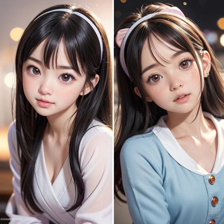 NSFW, 8k, High-level, absurd, masterpiece, best quality, primitive, very detailed CG, very detailed wallpaper, perfect lighting, Extremely detailed ((( personifying " Arale Norimaki " as a ))), MysticSight, Tyndall effect, Tyndall scattering,udio gray background with (Overflowing oodles Dazzling RainbowColorParticles (BokeH))), (RoundlyButts, ThighGap), (Exposed:0.4), (Assfocus with ling ahead) BREAK (Acutance:0.88), (NOGIZAKA face variations) Extremely Detailed very KAWAII face variations, perfect anatomy, Childish, Captivatze ElaboratePupils detailed Eyes with (sparkling highlights:1.28), (Voluminous LongEyelashes:0.88)、GlossyRED Lips with beautiful details, RosyCheeks, Radiant PearlSkin with Transparency . { (Dynamic LifeLike expressions:1.4) | (:d) }, (large eyes:-1) .