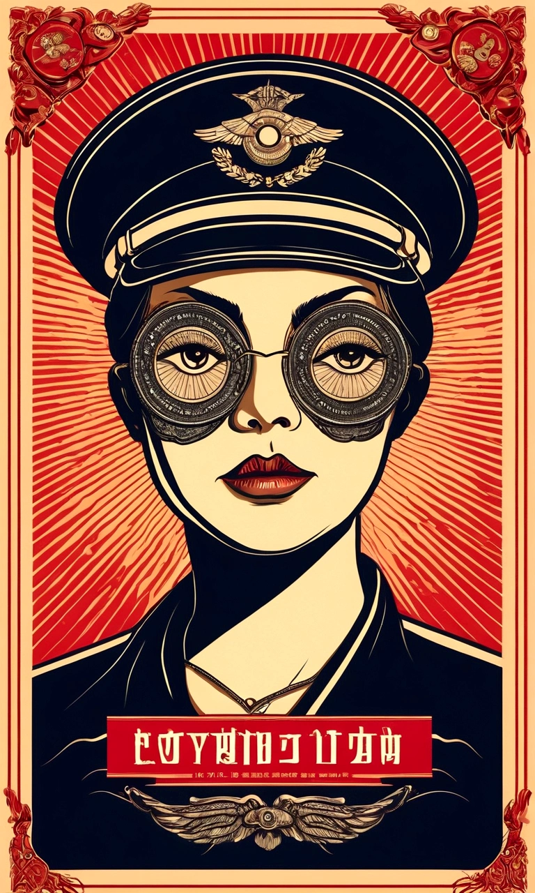 in style of propaganda poster design, Eye Patch, beautiful detailed