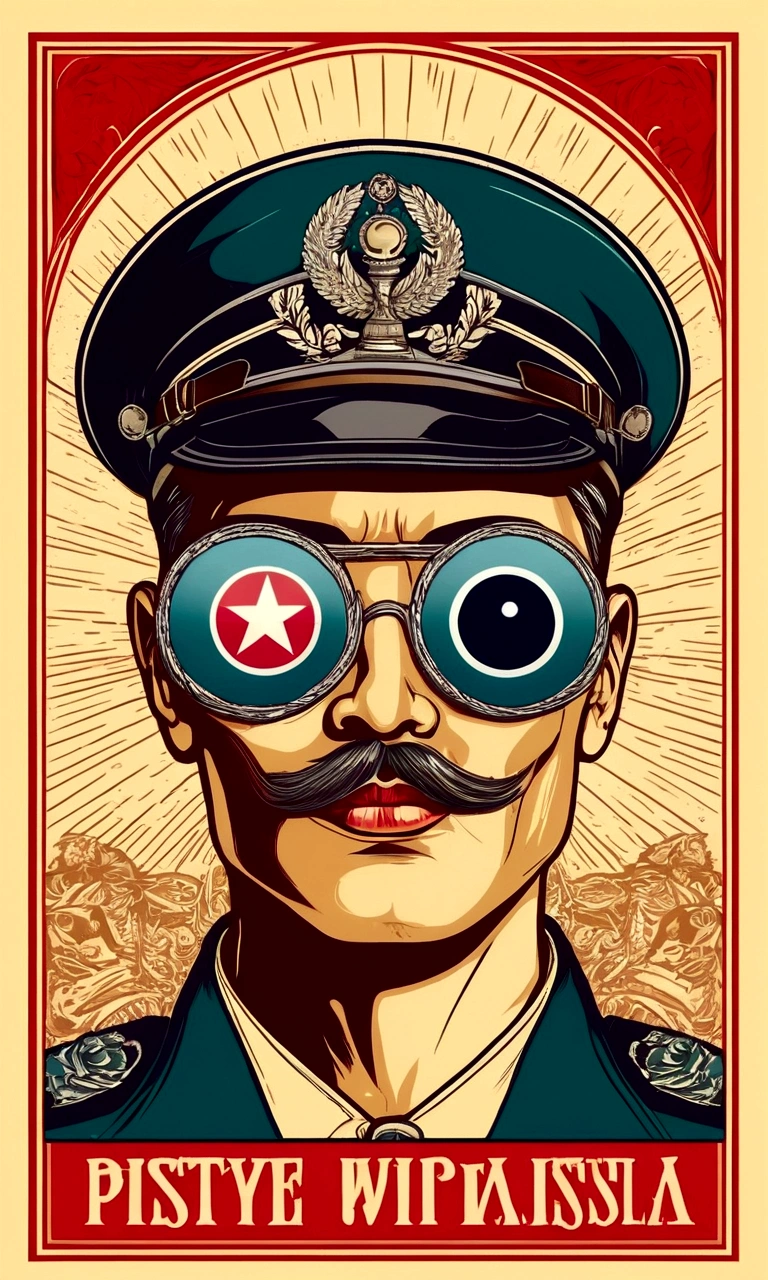 in style of propaganda poster design, Eye Patch, beautiful detailed